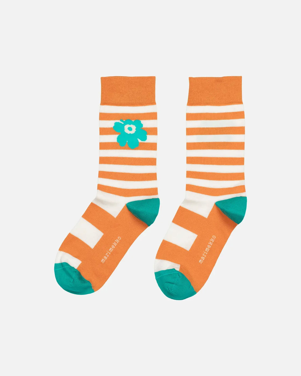 Marimekko Makeinen Piirto Unikko Baby Socks - Cream/Neon Pink main image 0