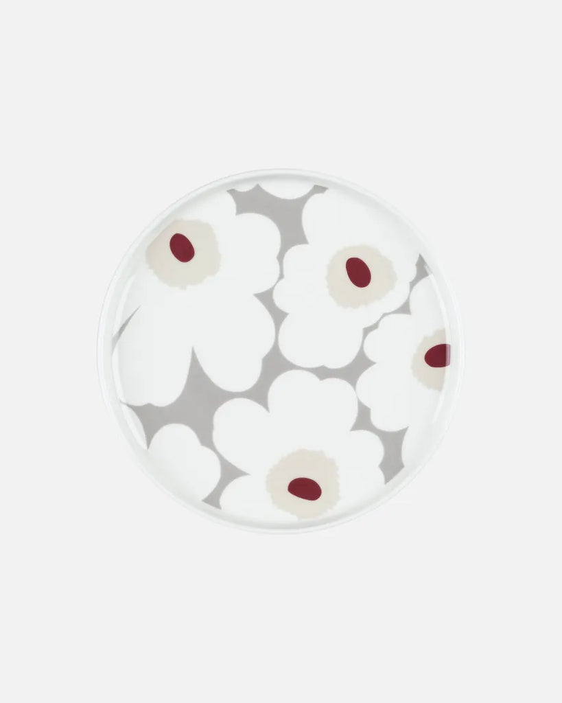 Marimekko Unikko Salad Plate, Butter, D.red, L.grey, White