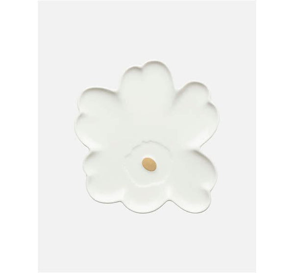 Marimekko Oiva / Unikko Shape Plate, White/Gold – Irma's Finland House