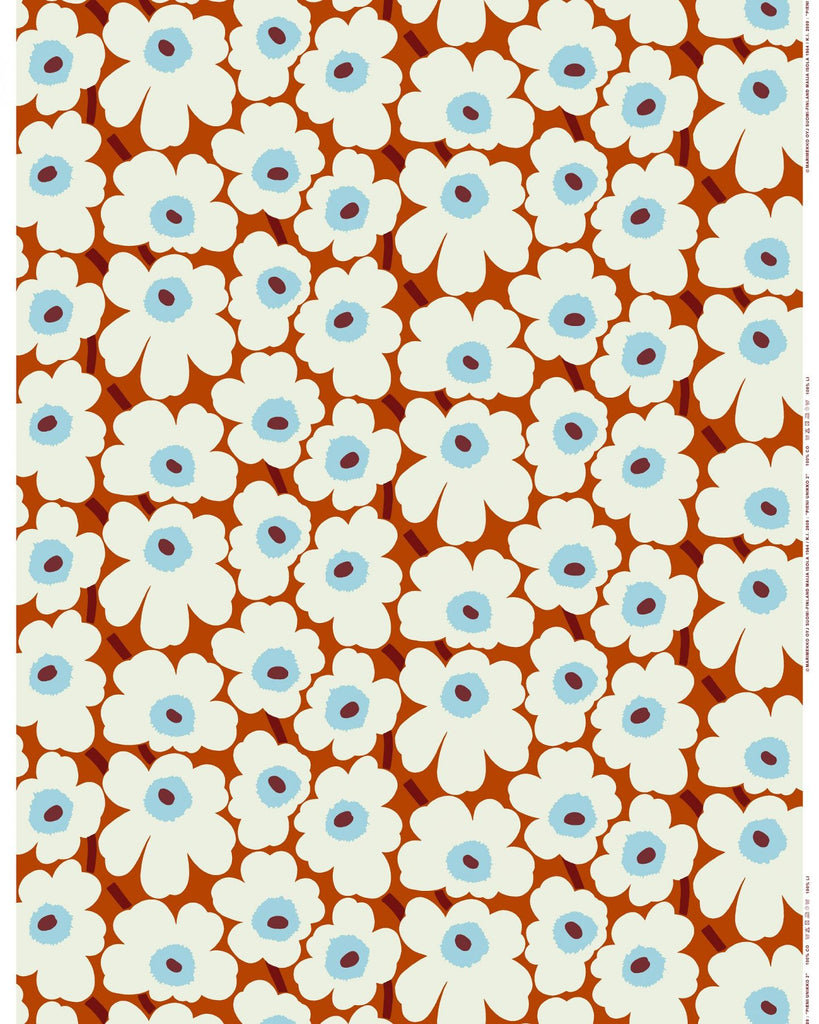 Marimekko Pieni Unikko 100% Cotton Fabric, Orange/Natural White/Light Blue