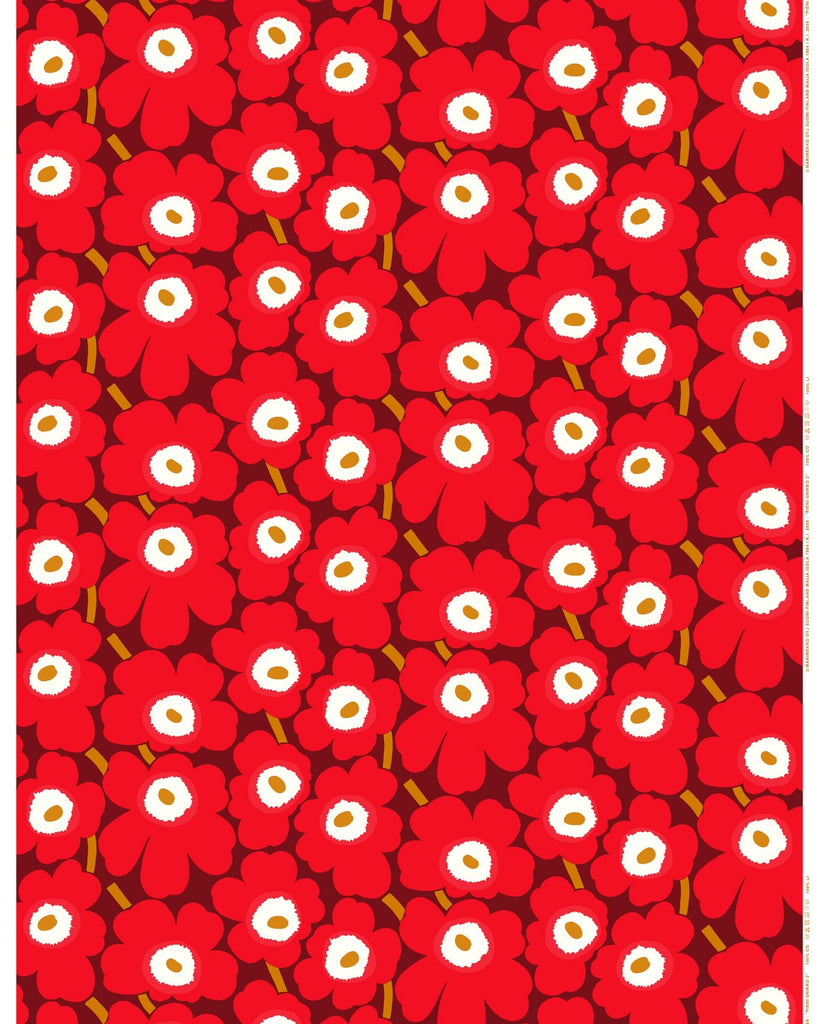 Marimekko Pieni Unikko 100% Cotton Fabric, Dark Red/Red/Brown