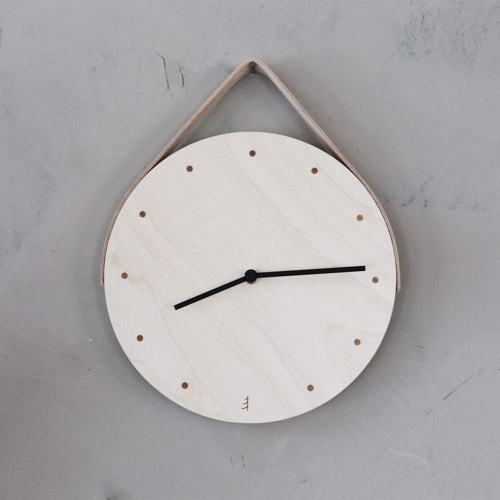 Papurino Wooden Clock with Leather Strap
