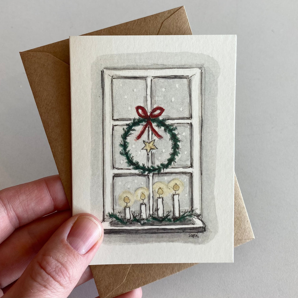 Sari's ArtWork Card, Christmas Window Wreath and Advent Candles