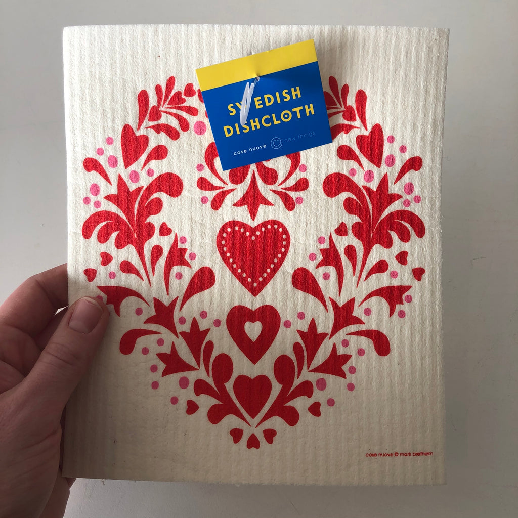 Folk Heart Swedish Dishcloth