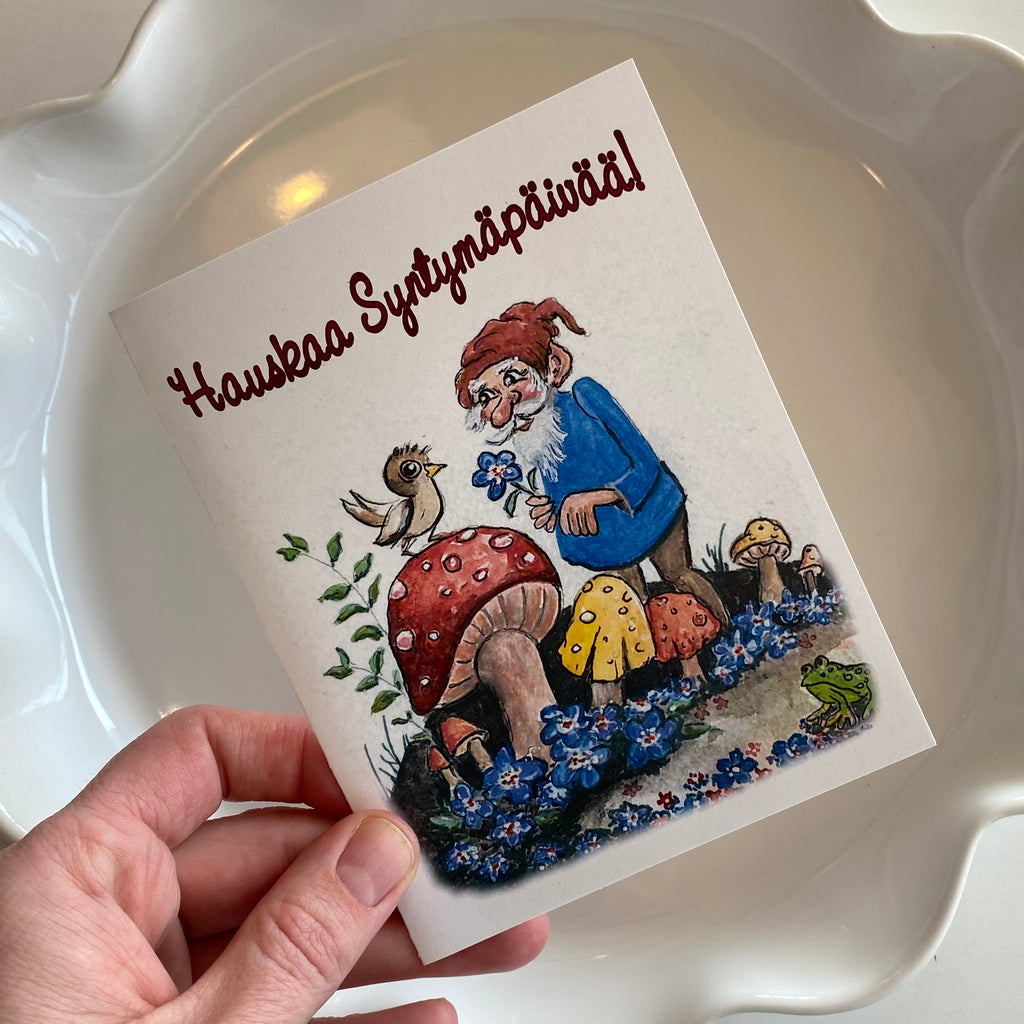 Finnish Happy Birthday "Hauskaa Syntymäpäivä" Gnome Card