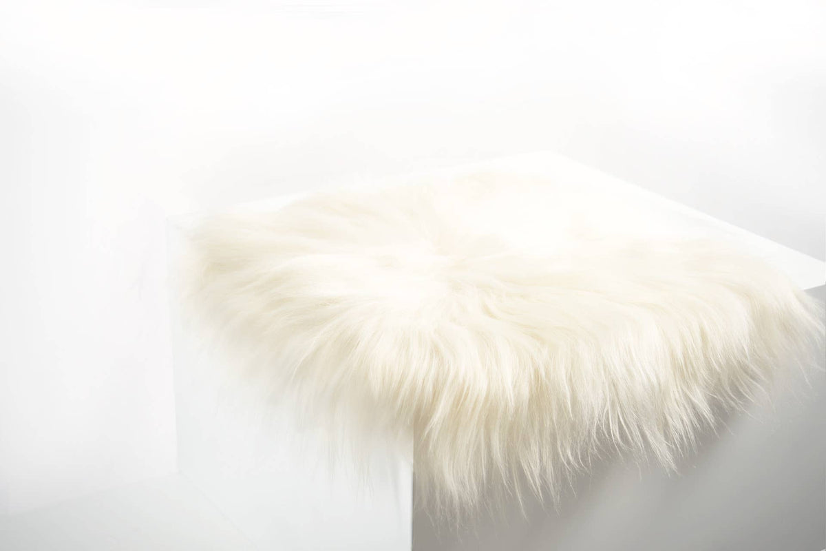 at Home Mongolian Faux Fur White Chair Pad