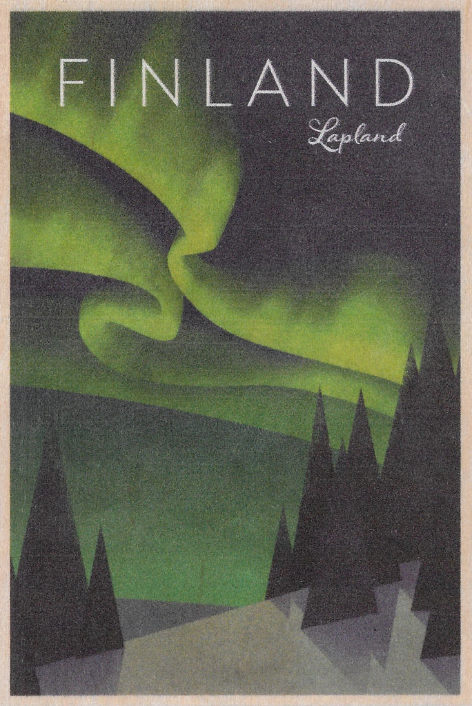 Come to Finland Wooden Postcard, Home of the Northern Lights
