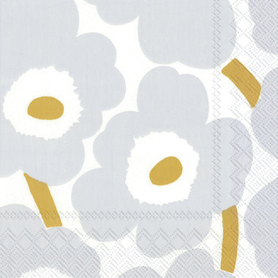 Marimekko Unikko White Silver Cocktail Napkins