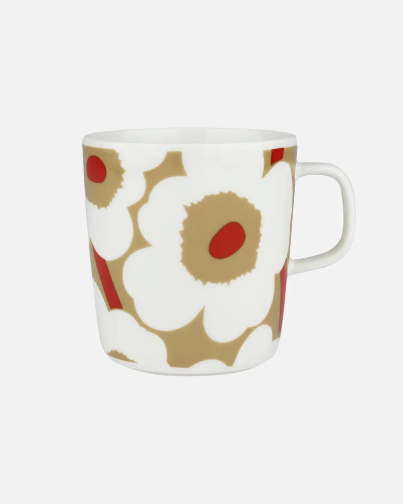 Marimekko Unikko Mug, White/Beige/Red