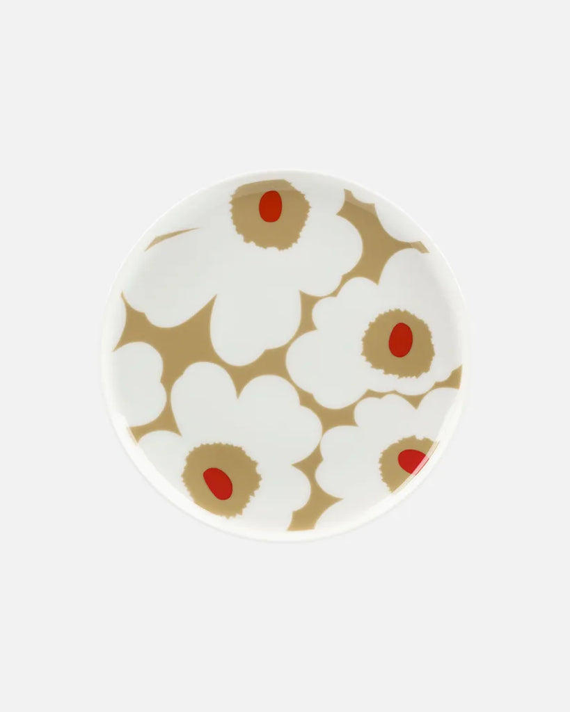 Marimekko Unikko Plate, White/Beige/Red