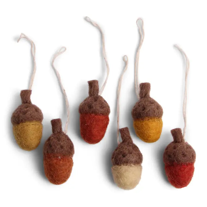 Gry & Sif Felt Acorn Ornaments, set/6