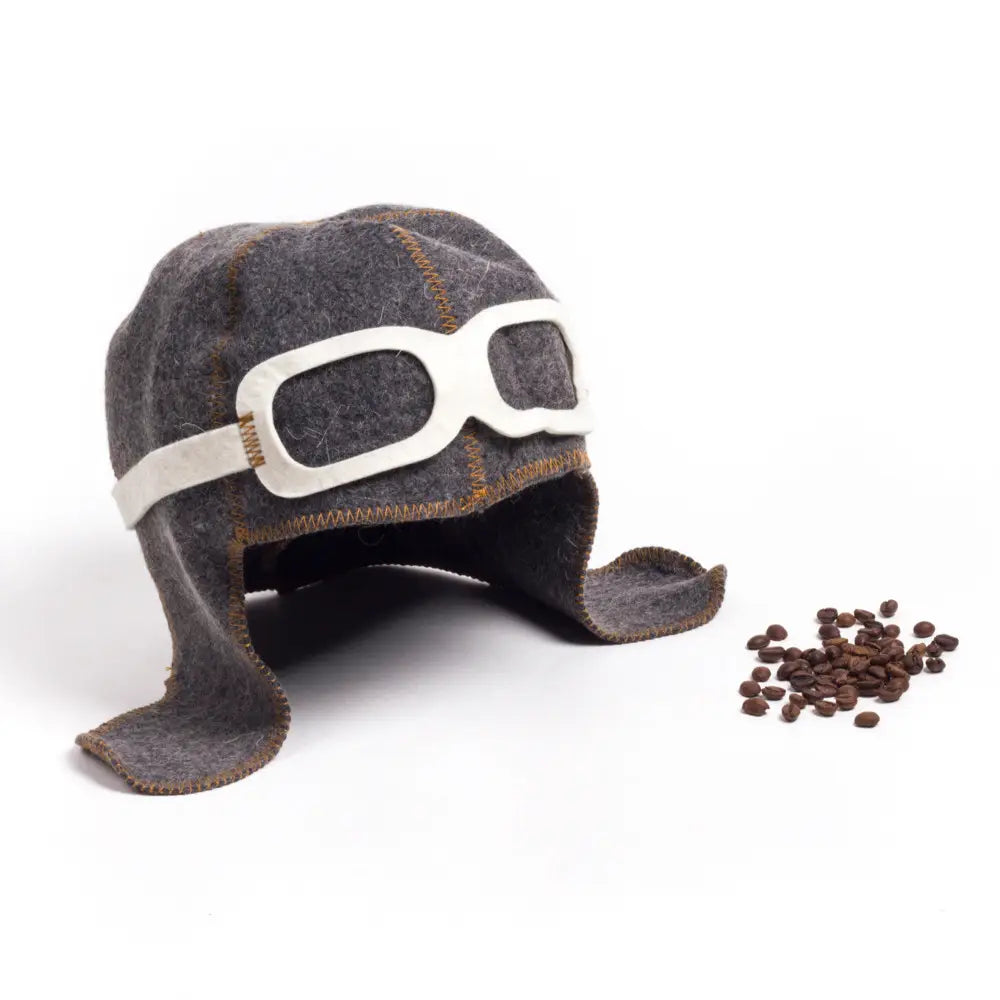 Sauna Hat, Aviator Natural Felt Gray