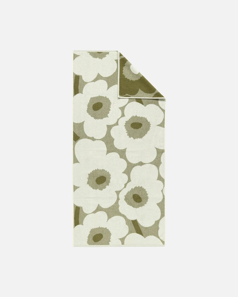 Marimekko Unikko Bath Towel, Green Umber/Cream