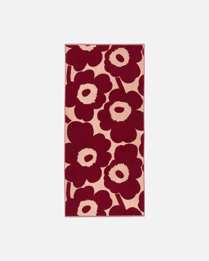 Marimekko Unikko Bath Towel, Pink/Dark Cherry