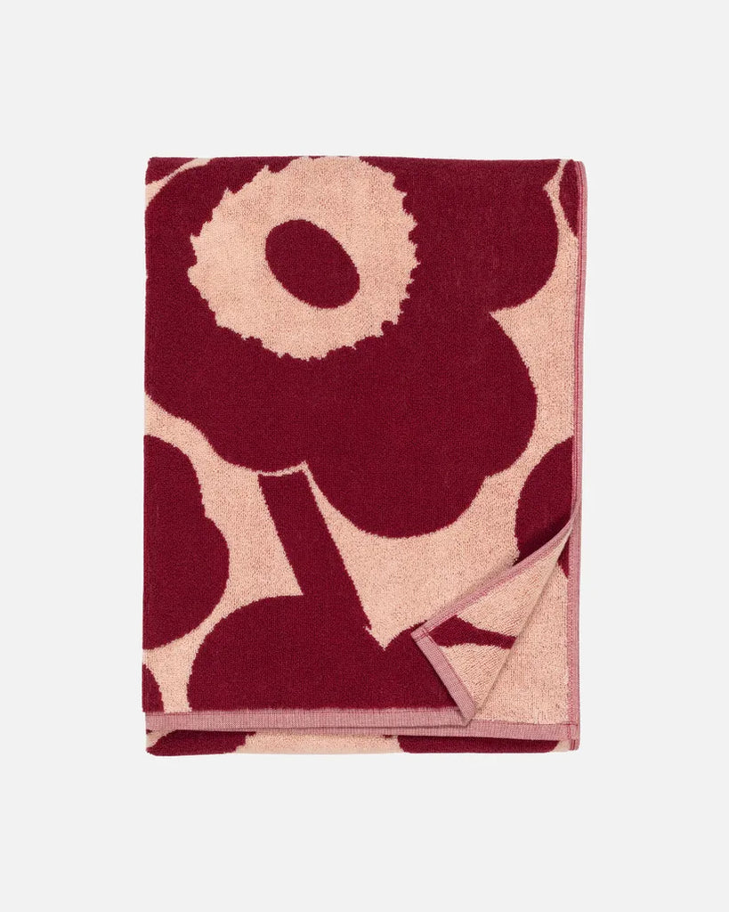 Marimekko Unikko Bath Towel, Pink/Dark Cherry