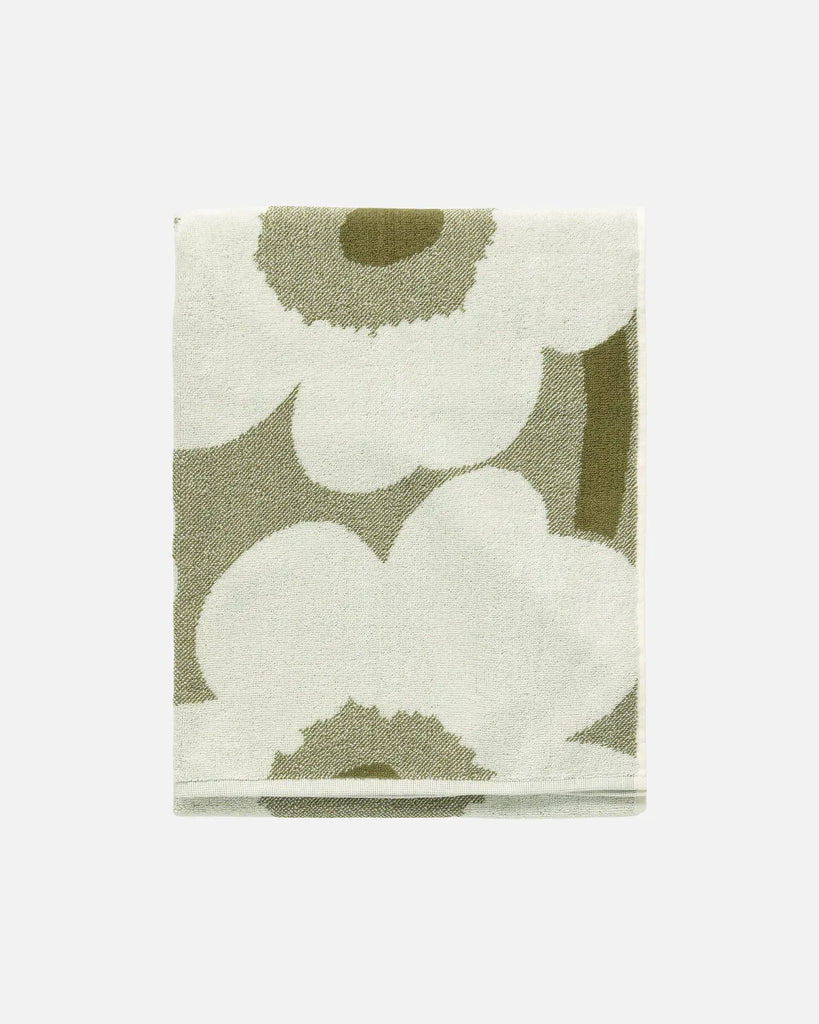 Marimekko Unikko Bath Towel, Green Umber/Cream