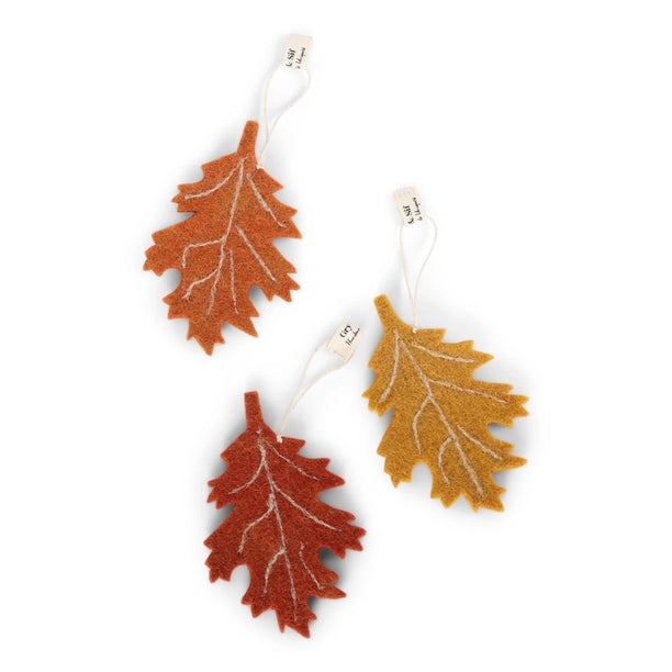 Gry & Sif Felt Birch Leaves Hanging Ornament, set/3