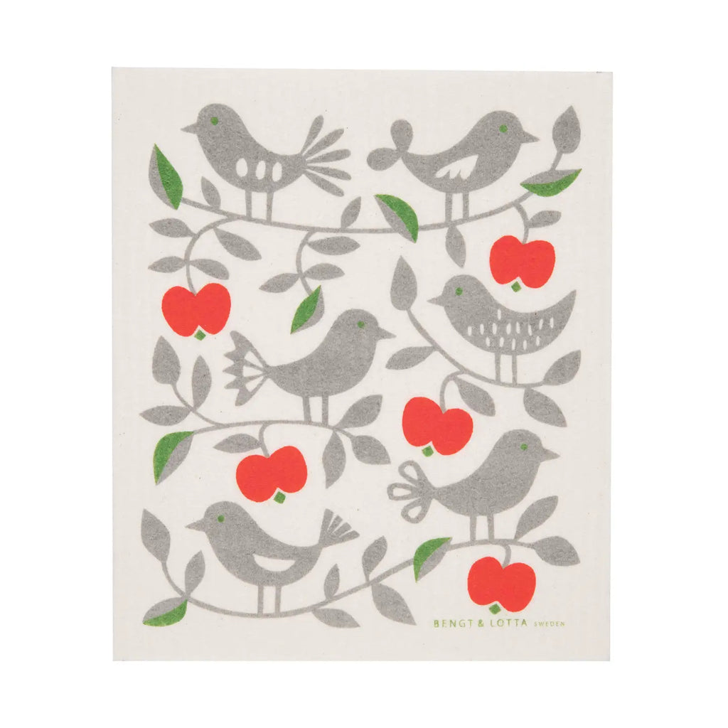 Apple & Bird Swedish Dishcloth