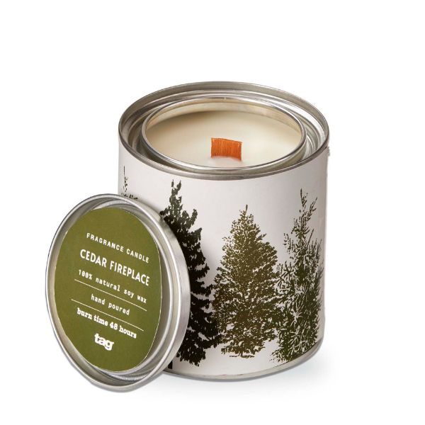 Cedar Fireplace Tin Candle