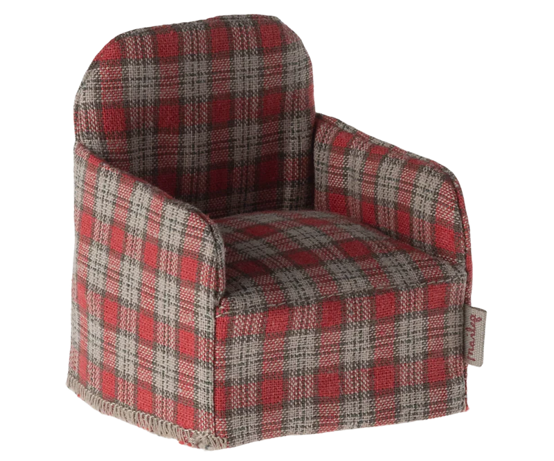 Maileg Red Checker Chair, Mouse