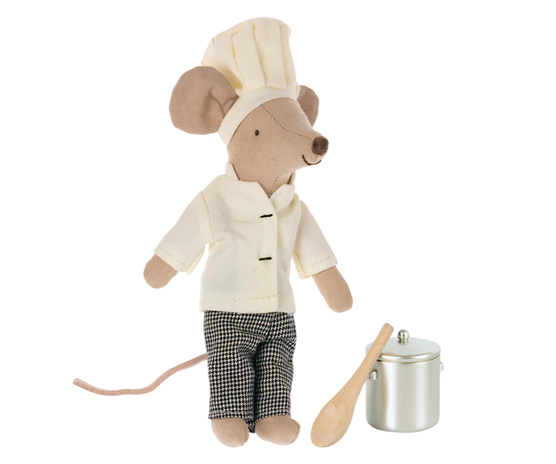 Maileg Chef Mouse with Soup Pot and Spoon