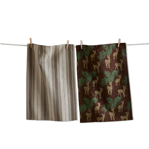 Wilde Pine Deer Dishtowel, Set/2