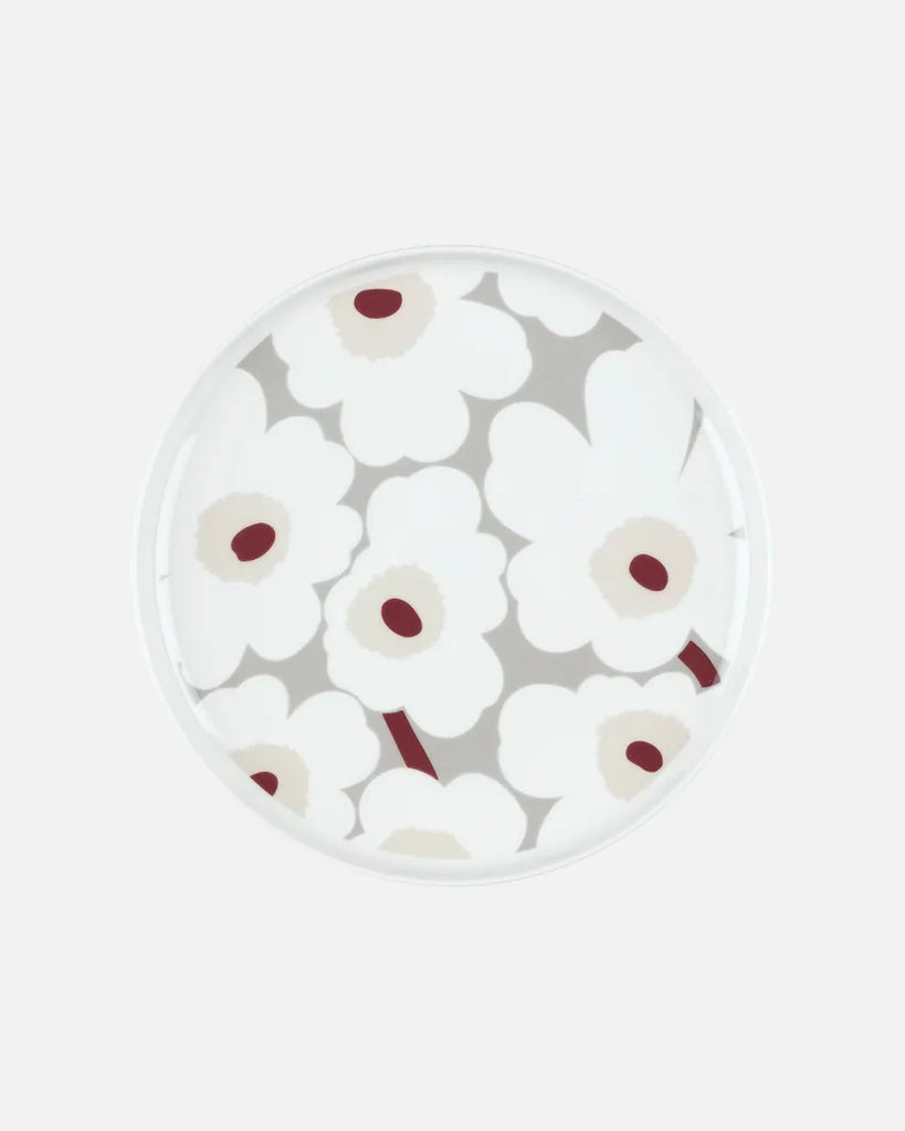Marimekko Unikko Dinner Plate, Butter, D.red, L.grey, White