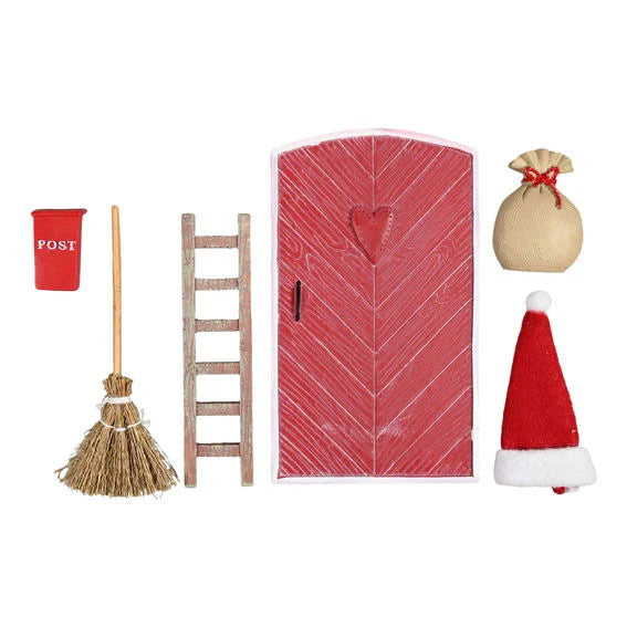 Nisse Door, Ladder/Mailbox/Stocking Cap/Broom