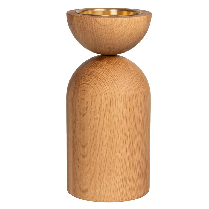 aarikka Duo Candleholder, Oak and Gold