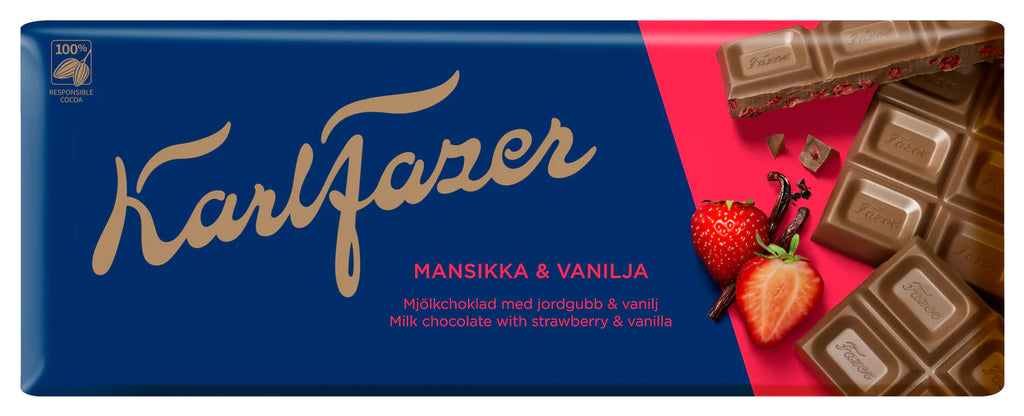 Fazer Strawberry and Vanilla Milk Chocolate Bar