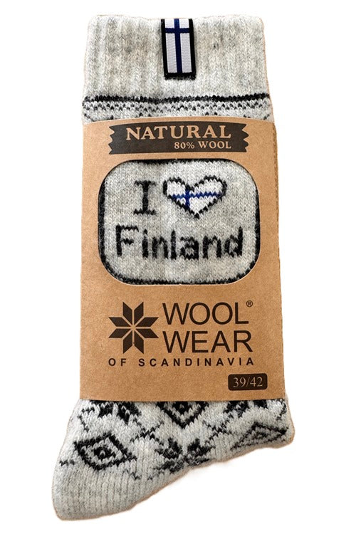 Wool Wear 80% Wool Socks, I Love Finland
