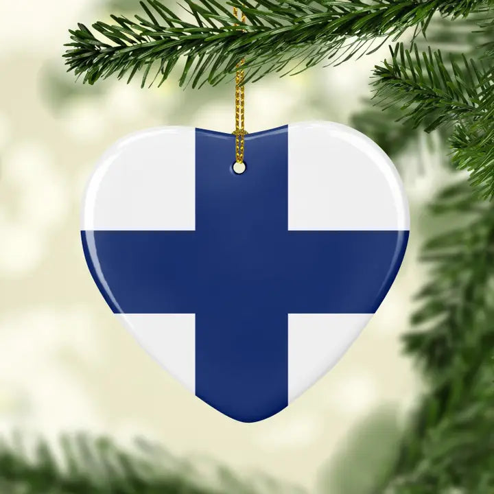 Finnish Flag Heart Ornament