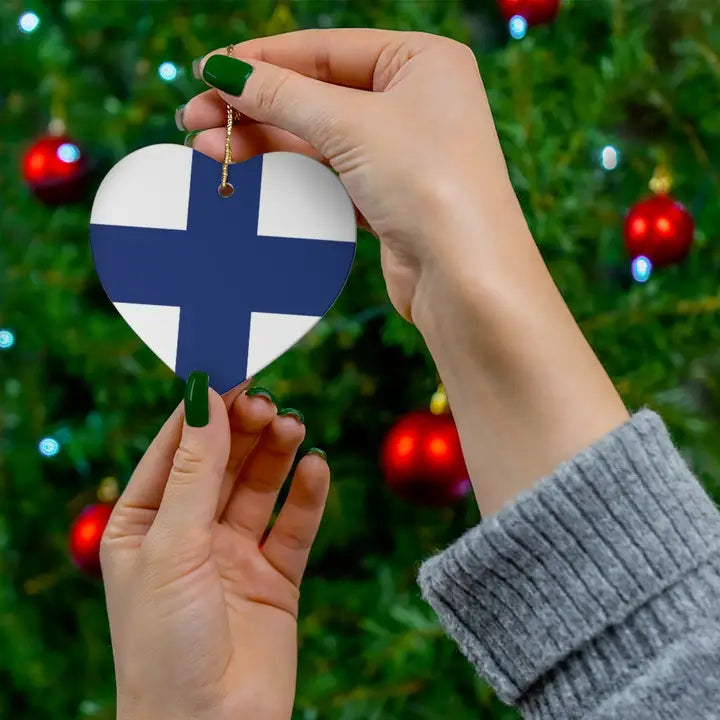 Finnish Flag Heart Ornament