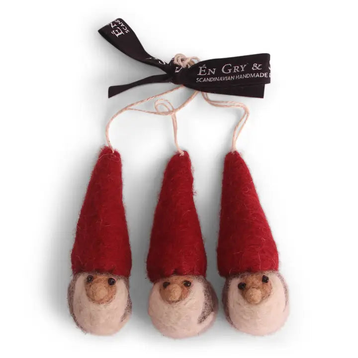 Gry & Sif Felt Gnomes Hanging Ornament, set/3