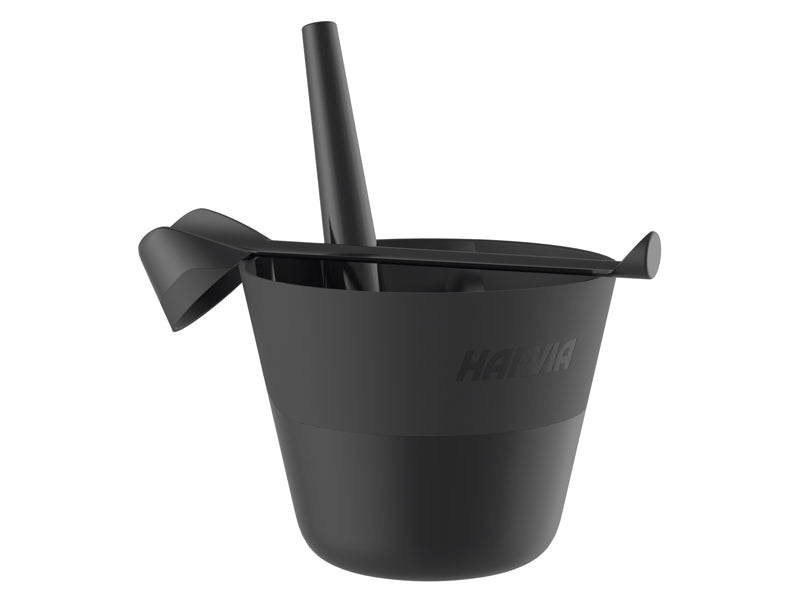 Harvia Black Plastic Sauna Bucket and Ladle