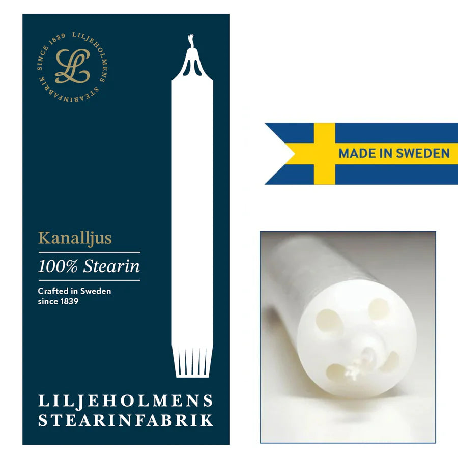 Liljeholmens Kanalljus Taper Candles, White