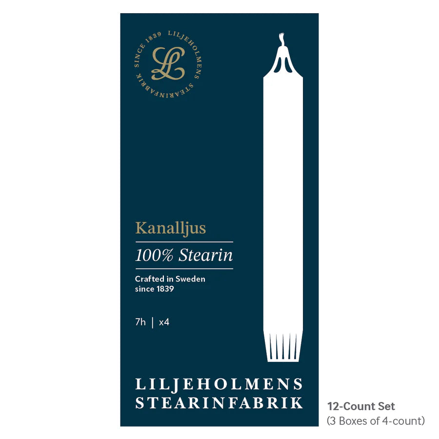 Liljeholmens Kanalljus Taper Candles, White