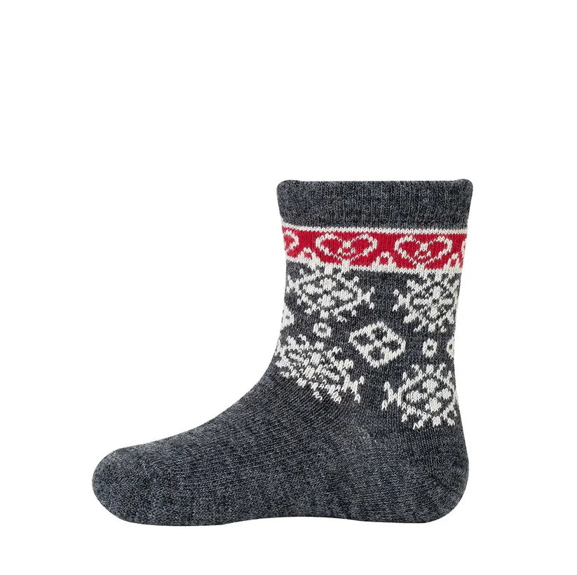 Bengt & Lotta Merino Wool Kid Socks, Fjallnas Dark Grey