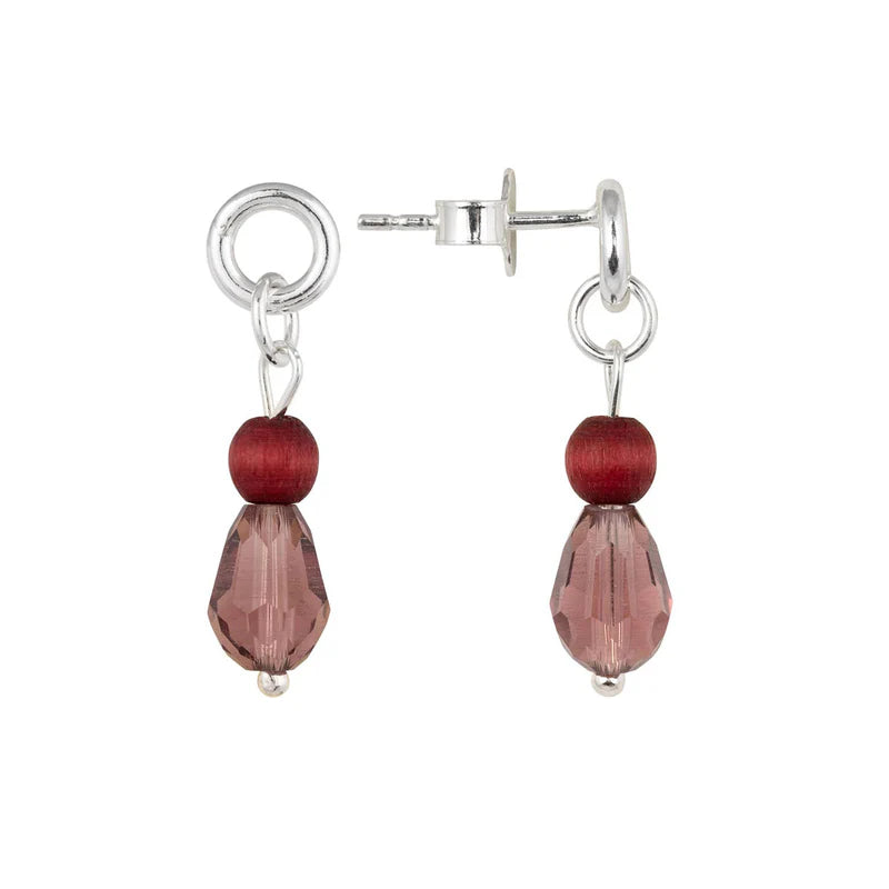 aarikka Lasipisara Earrings, Wine Red