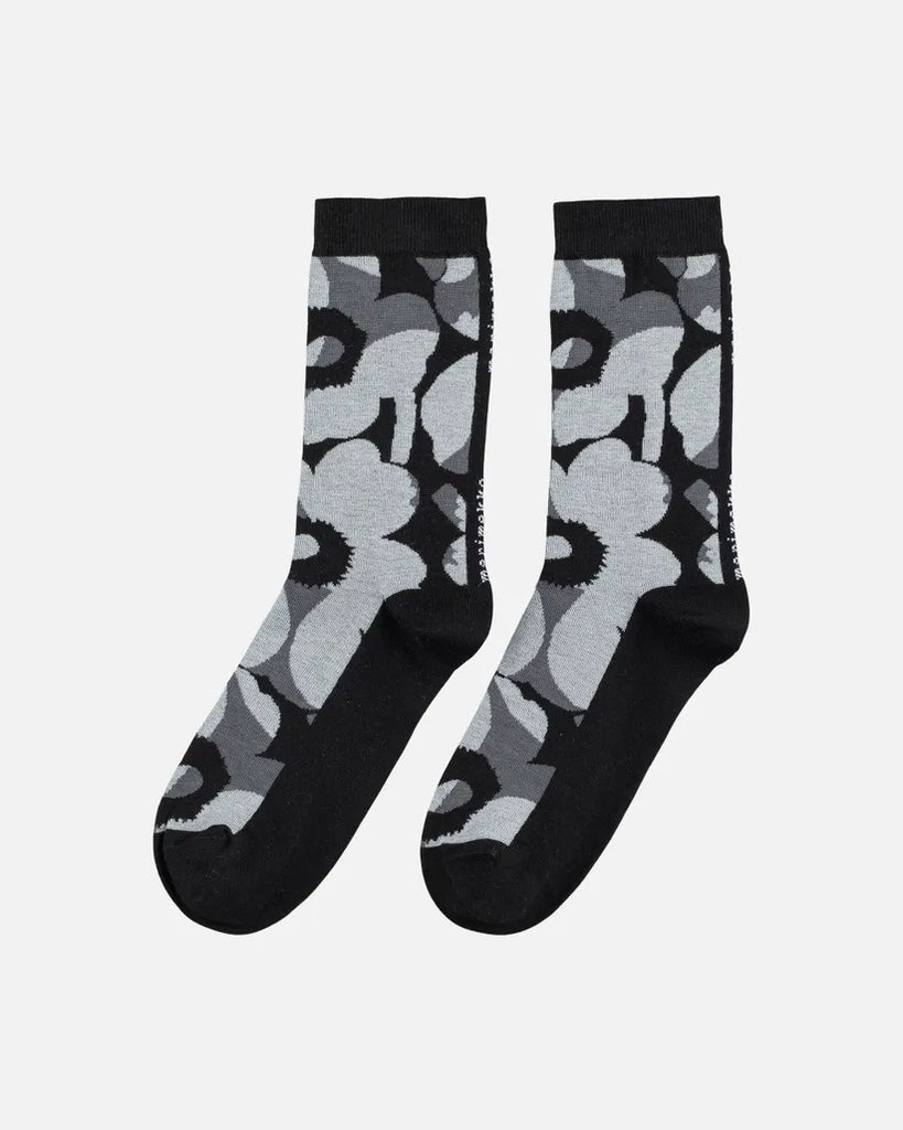 Marimekko Linjaus Unikko Socks, Black