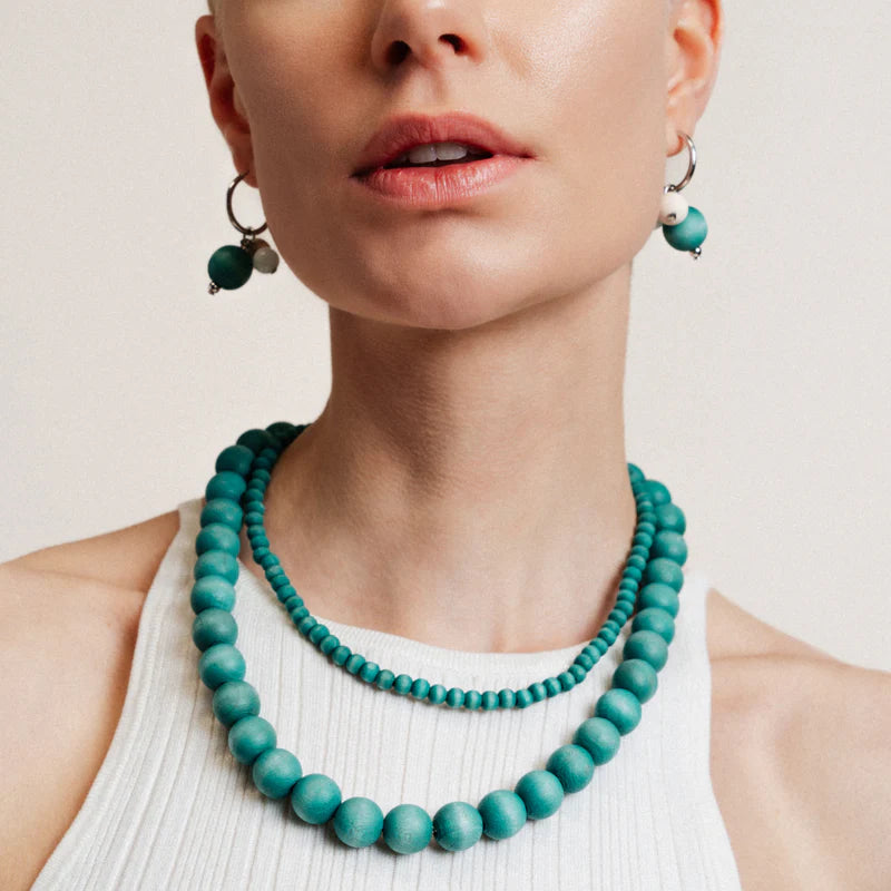 aarikka Lydia Earrings Aqua Green and White