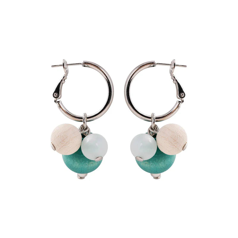 aarikka Lydia Earrings Aqua Green and White