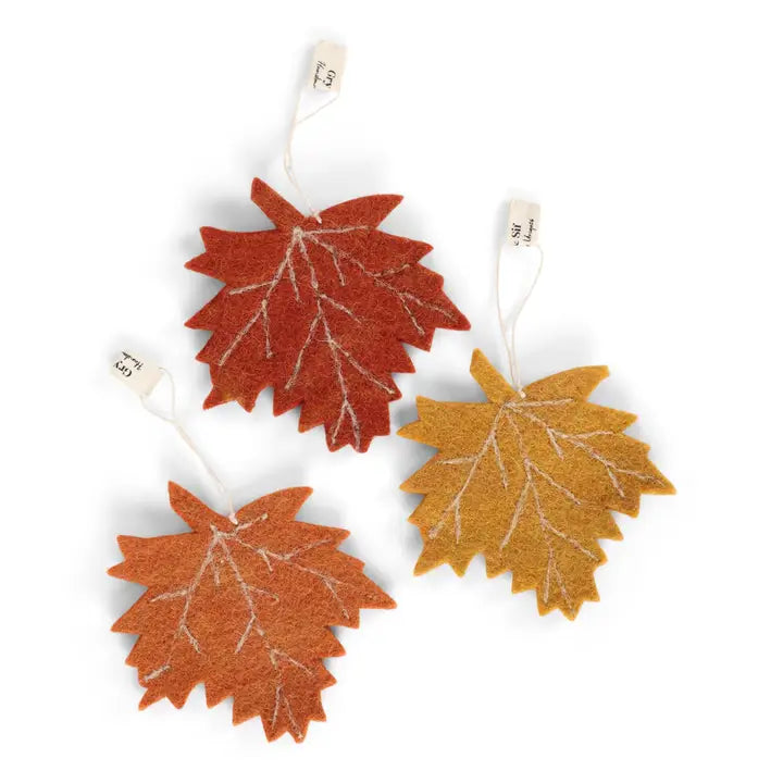 Gry & Sif Felt Maple Leaves Hanging Ornament, set/3