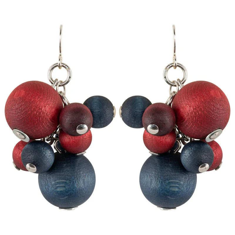 aarikka Marjukka Earrings, Shades of Red and Blue