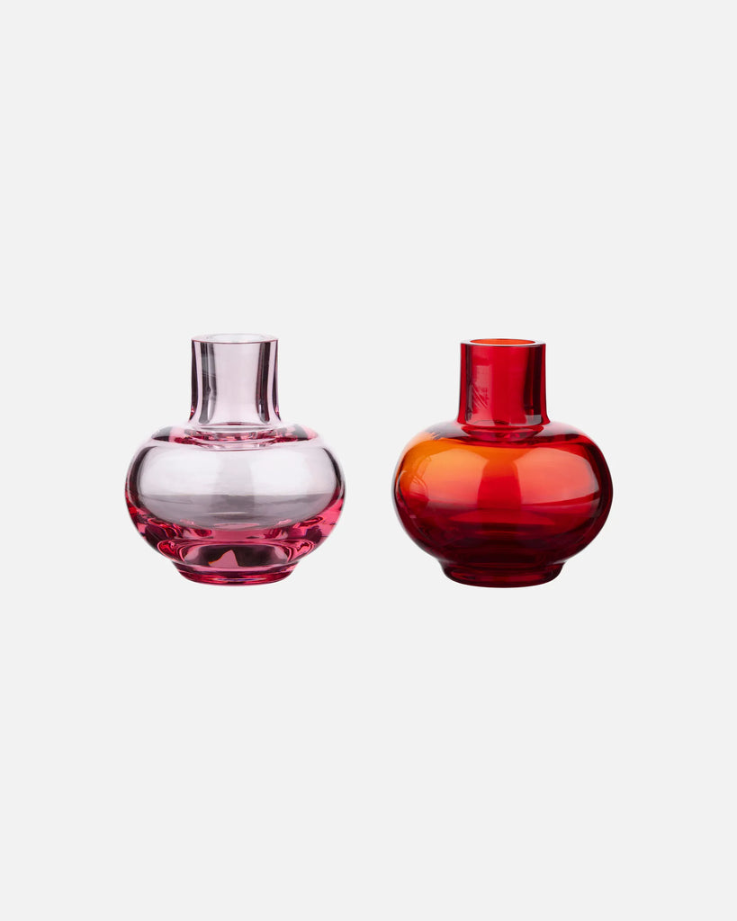 Marimekko Set/2 Mini Vase, Ruby Red/Pink