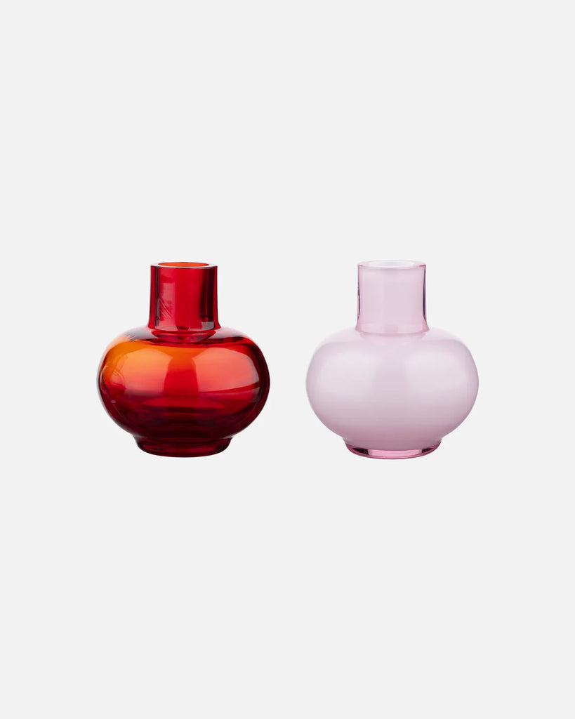 Marimekko Set/2 Mini Vase, Ruby Red/Pink