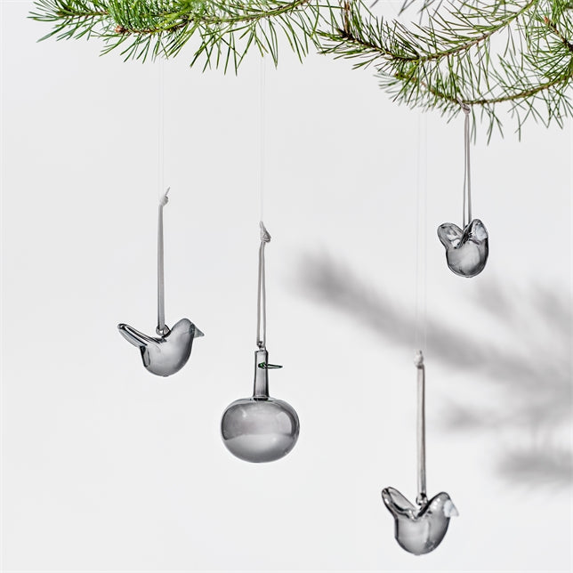 iittala Mini Glass Birds 3 Assorted, Grey