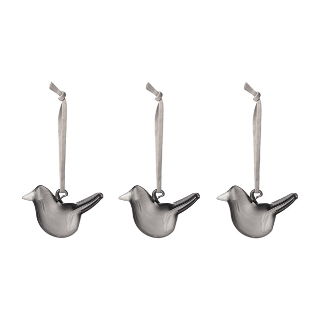 iittala Mini Glass Birds 3 Assorted, Grey