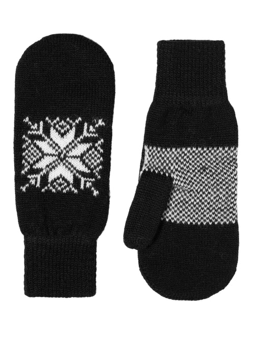 Norlender Knitwear Snowflake Mittens, Black