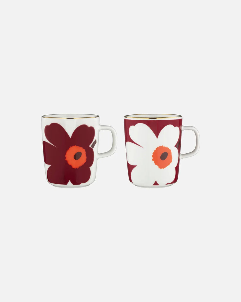 Marimekko Oiva / Juhla Unikko Mugs, Set/2